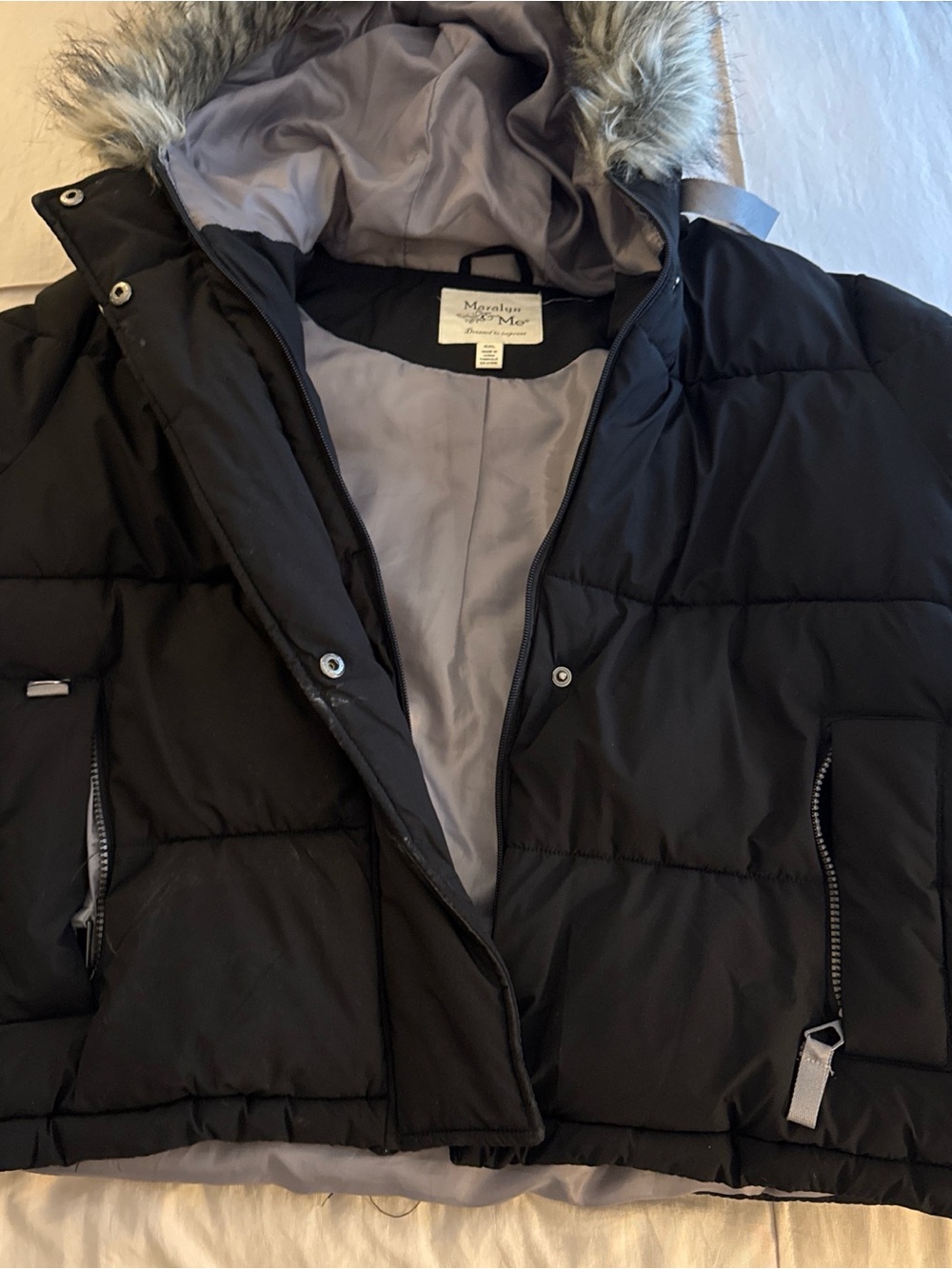 Maralyn & Me Black and Gray Coat Label Detail